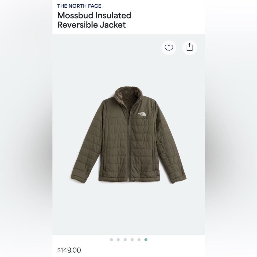 Olive green North Face reversible jacket